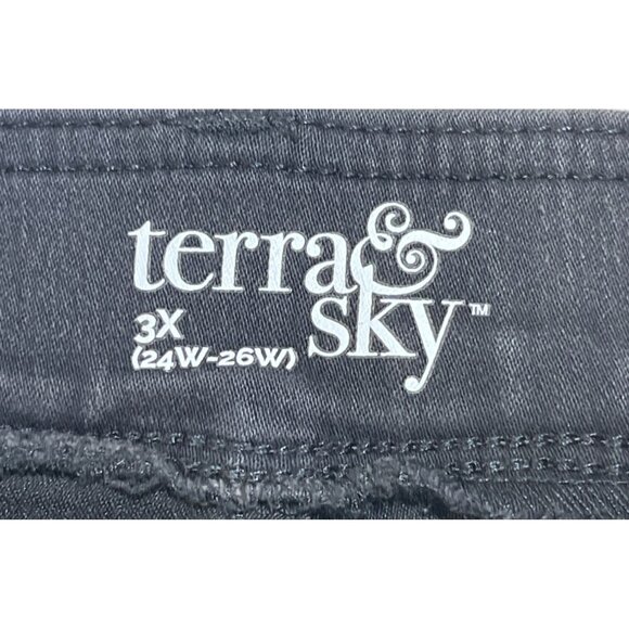 Terra & Sky Womens Plus Size 3X pull on Bootcut High Rise Black Jeans black wash - Picture 5 of 5
